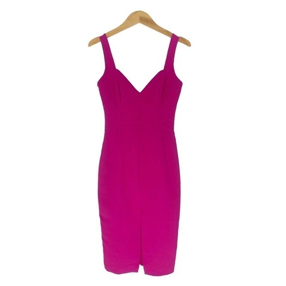 NICHOLAS Quilted MIDI Dress Fuchsia Pink Women’s Size 4 Formal - Picture 1 of 7